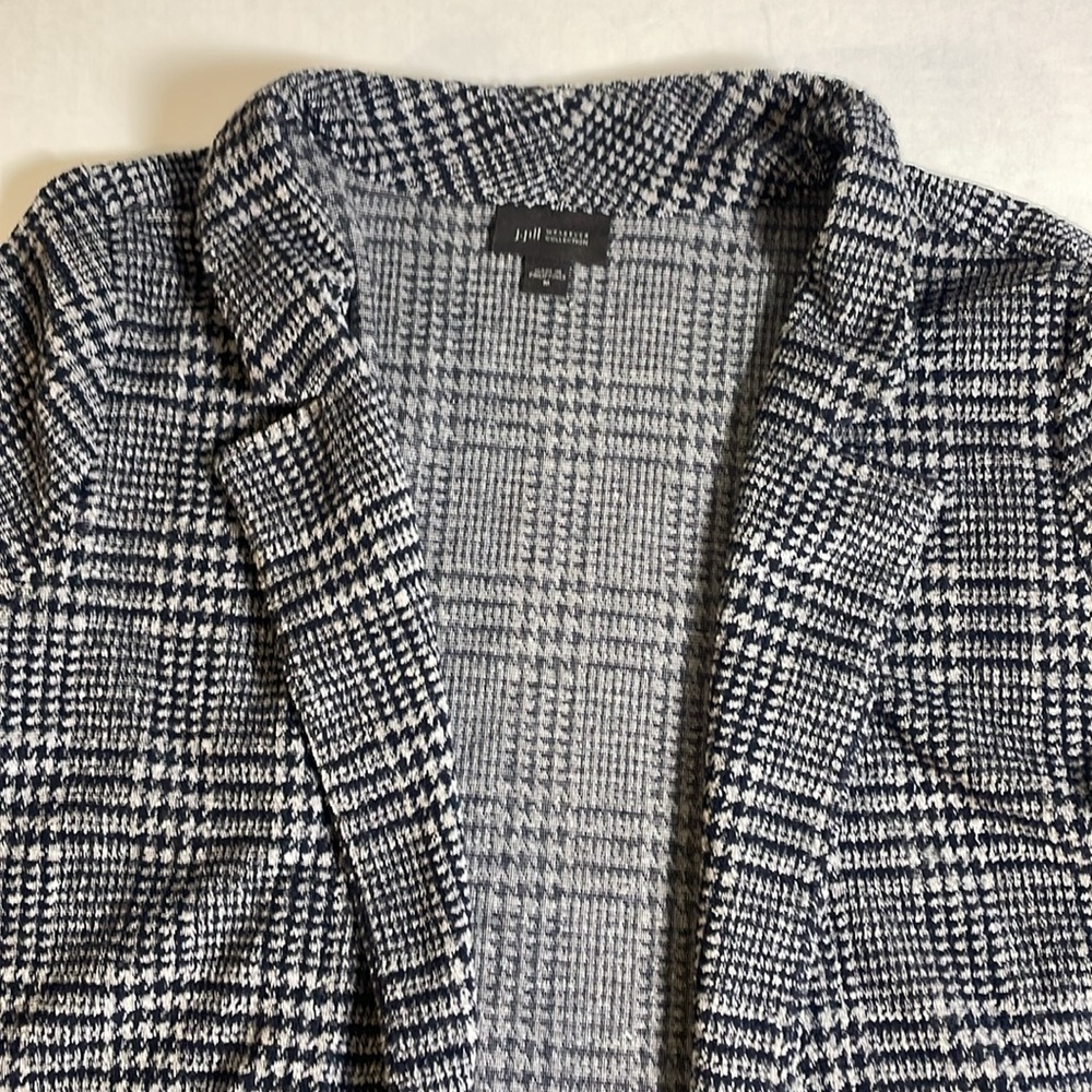 J. Jill Wearever Collection Navy and Gray Plaid Houndstooth Open Jacket Size M - Picture 7 of 13